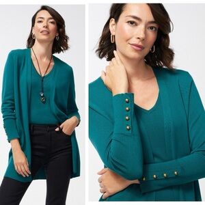 NWOT CHICO'S Midi Cardigan Sweater Button Detail Sleeve